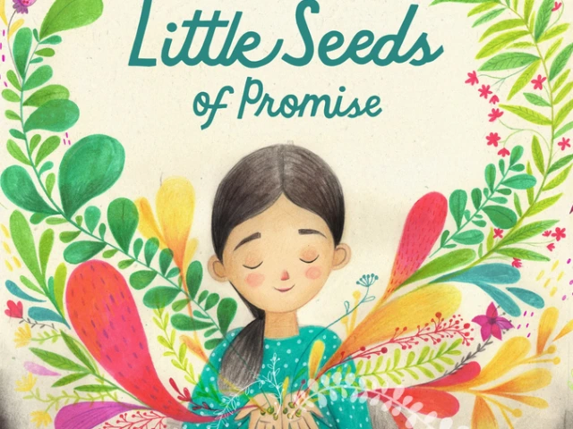 A girl holding seeds that bloom into colorful flowers
