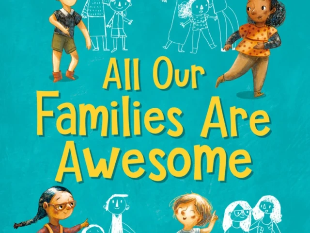 Four children dance on the cover with outlines of their families behind them.