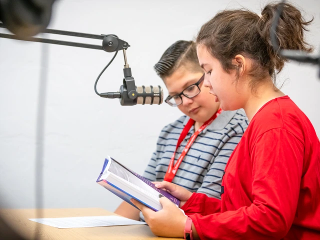 Reading Ambassadors recording a podcast