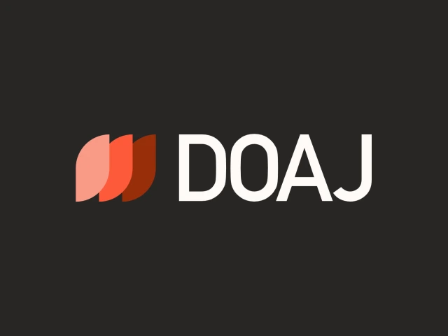 The DOAJ logo uses white text against a black background for contrast and three overlapping petals in shades of orange, orange being synonymous with open access.