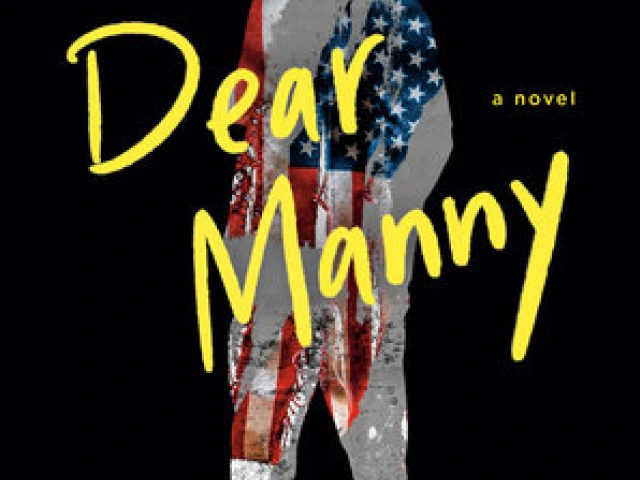 A teen boy looks back at the viewer. His body is cut out to show the flag of the United States.