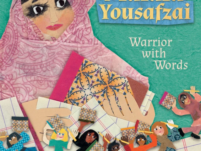 Malala Yousafzai by Karen Leggett Abouraya cover collage art depicts Malala with other students holding composition books