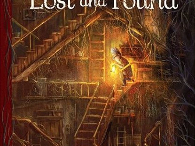 Cover art for The House of Lost and Found features an old man with a lantern walking down one of the many staircases in his home, which is overgrown with plant roots.