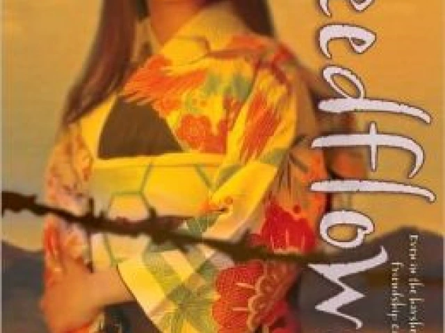 Book Jacket of Weedflower depicts a woman of Japanese descent and dress behind barbed wire