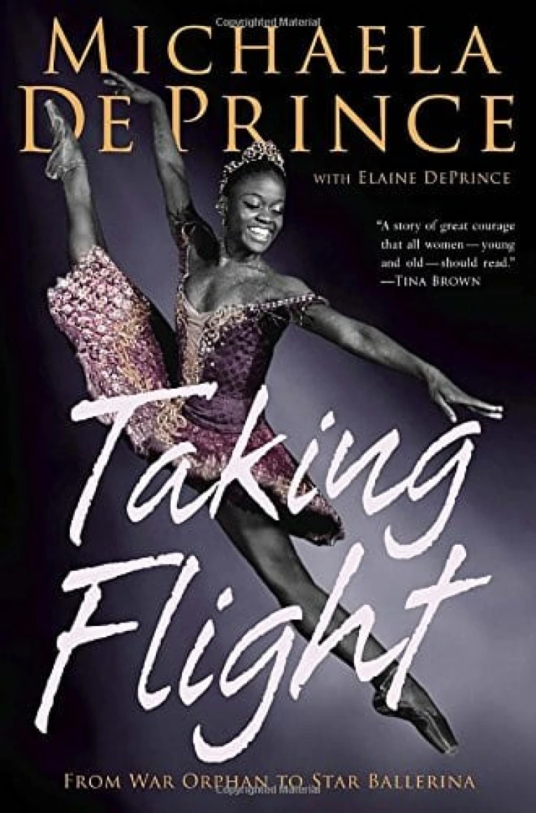 A Black woman in a pink tutu jumps into a split.