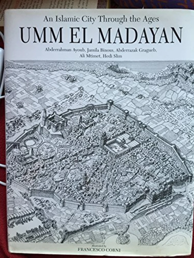Black and white arieal view of a small ancient city