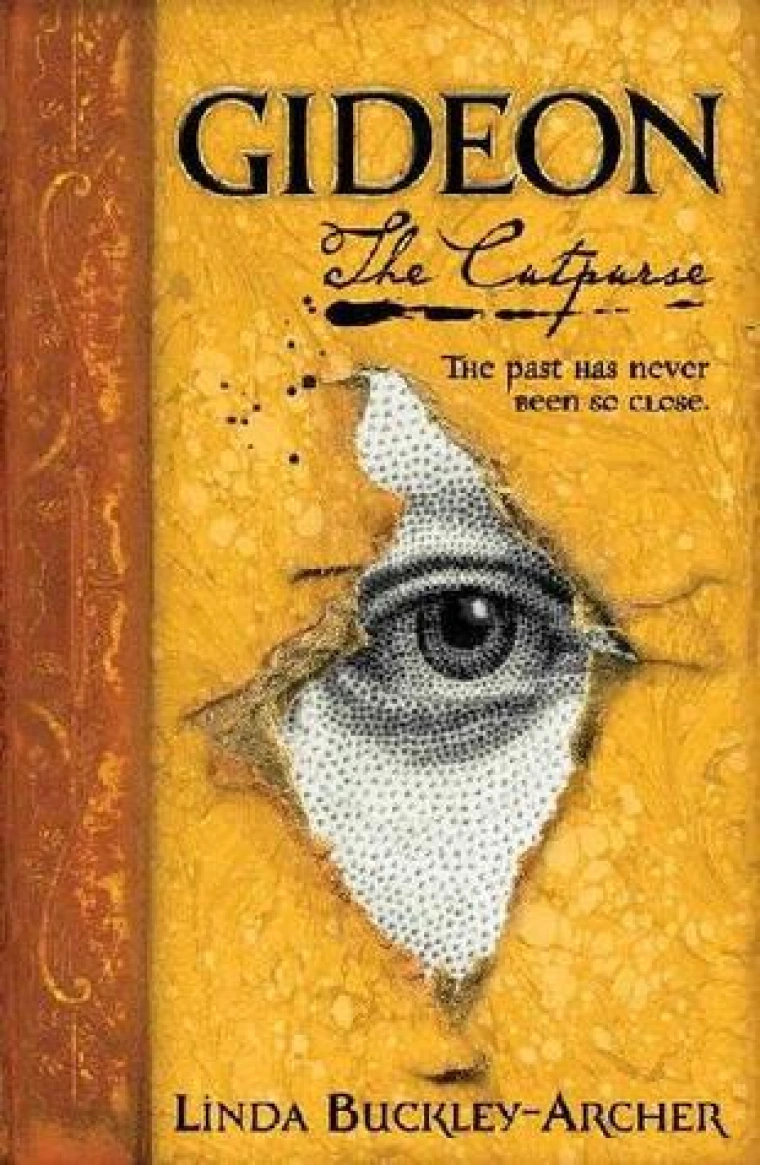 A yellow book cover with a eye peeking through