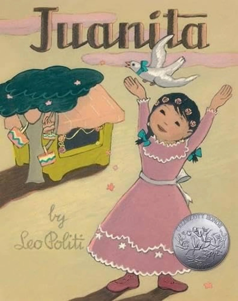A young girl in a pink dress releases a white dove.