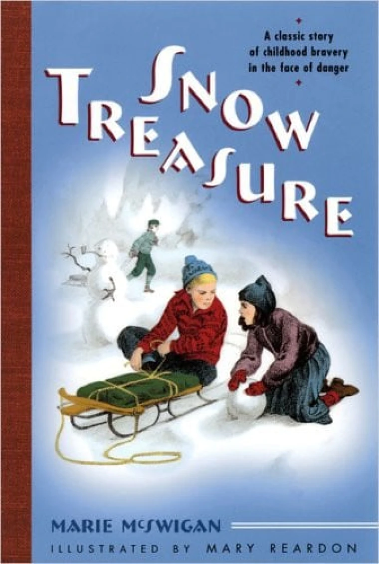 Kids are having fun with a sled on a snowy day