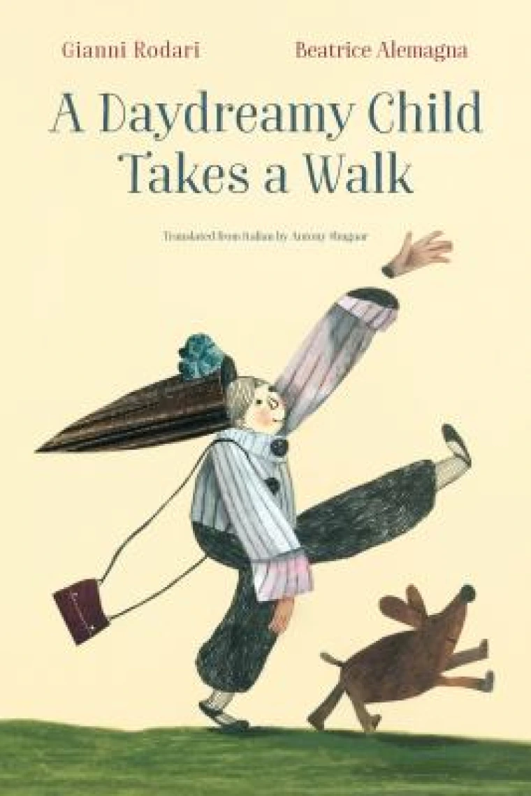A man with a large hat walks in large steps with a dog.