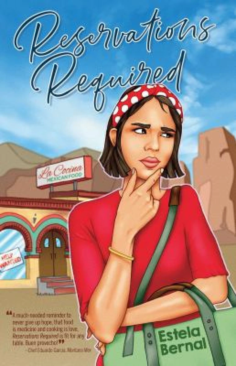 A teenage girl in a red shirt stands outside a desert dinner, deep in thought.