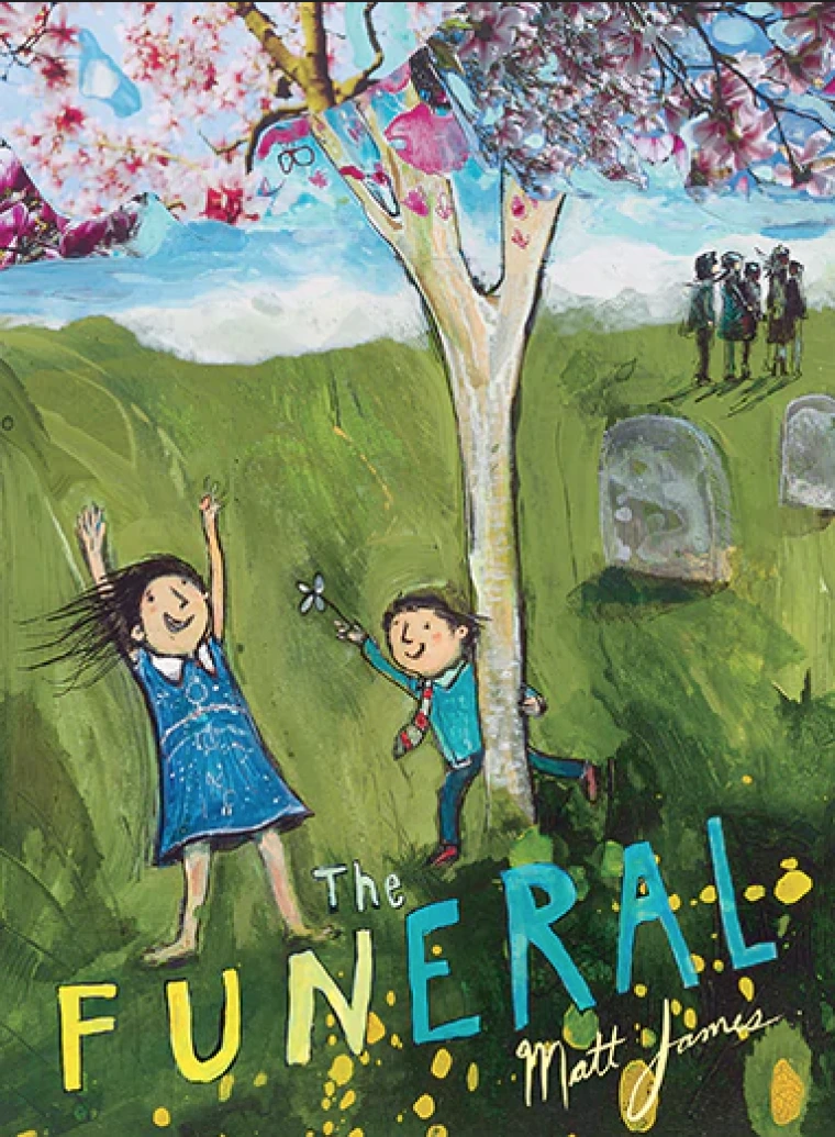 Two children playing under a tree