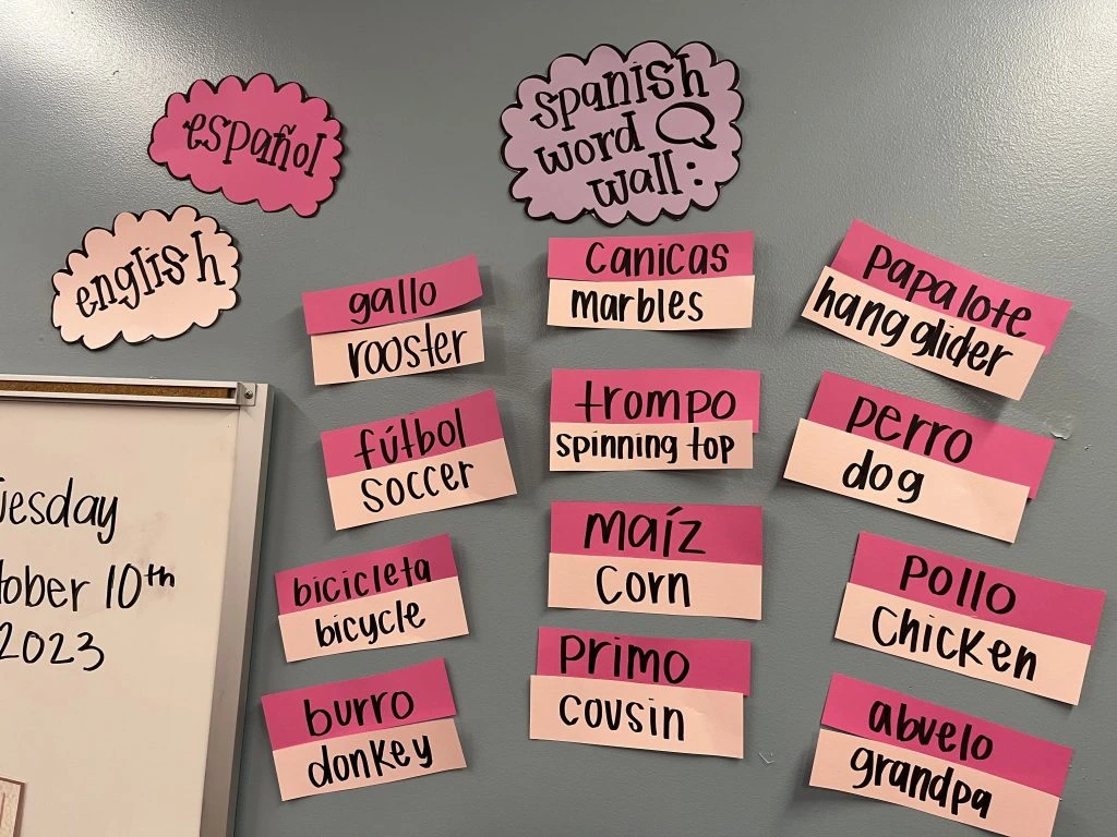 Español and English Bilingual Word Walls
