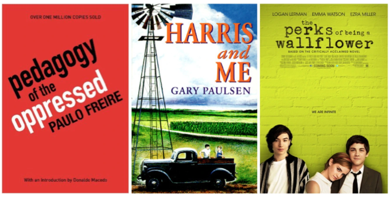 banned books, Perks of Being a Wallflower, Pedagogy of the Oppressed, Harris and Me