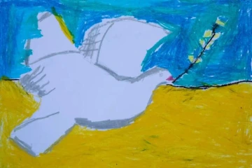 Image of Ukrainian child’s drawing to understand war.