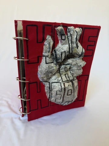 Handmade book cover with 3D heart