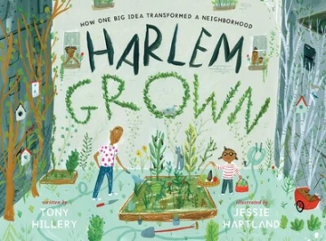 An African American man and girl tend to a raised garden bed