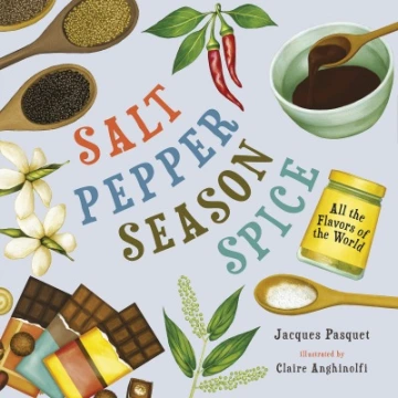 The book title is surrounded by common foods and flavorings 