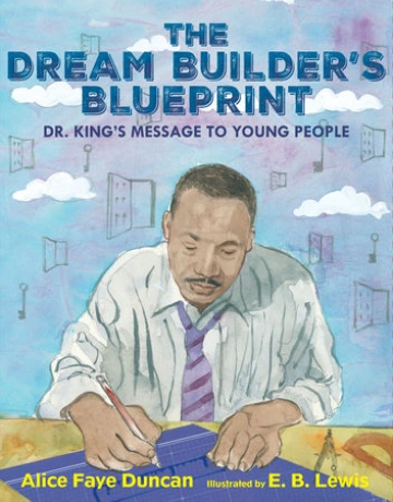Dr. Martin Luther King Jr. drawing a blueprint.