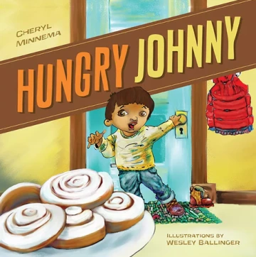 A young boy enters his house to see a plate of cinnamon rolls.