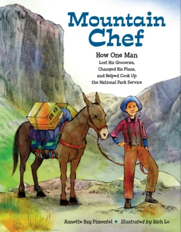 A Chinese man stands next to a pack mule in a mountain landscape.