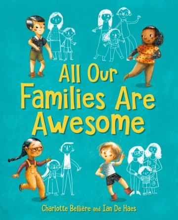 Four children dance on the cover with outlines of their families behind them.