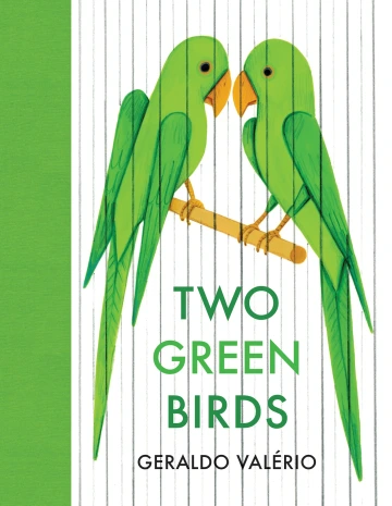 Two green birds in a cage.