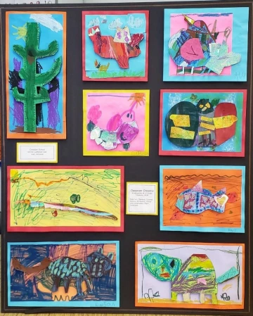 Oaxacan-style figures the kindergarten and first graders created.