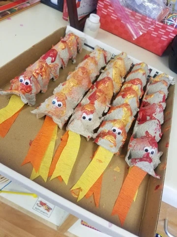 Egg carton dragons.