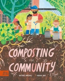 Community members work in a garden.