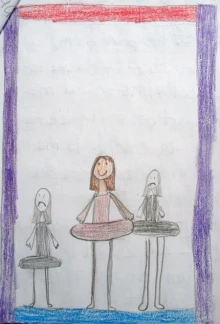 Carolyn shows contrast in her drawing of herself as a ballerina
