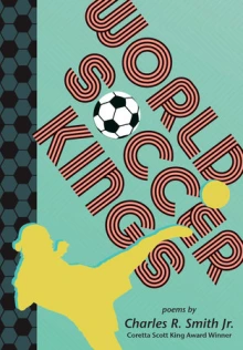 A yellow silhouette of a person kicking a soccer ball into the air.