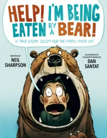 A man shouts the title from the mouth of a bear.