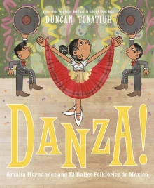 Cover of Danza! depicting a dancer lifting a red skirt with two men in the background.