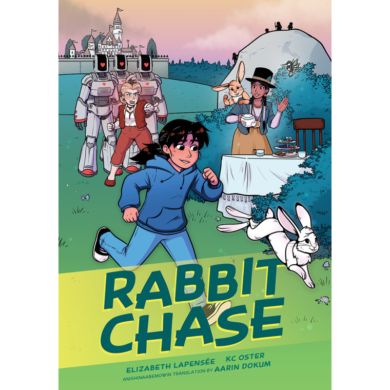  A middle schooler runs through a field after a white rabbit 