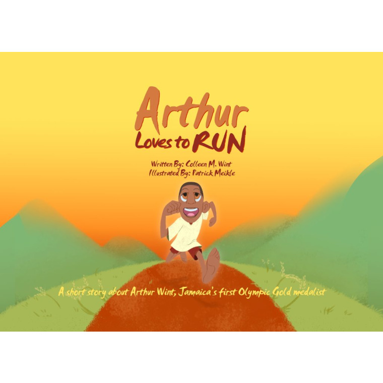 A Black boy running on a path.