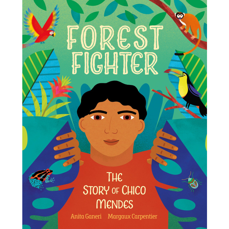 A Brazilian boy peers out of the rainforest