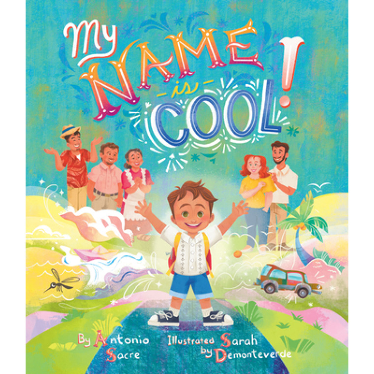 An excited Cuban-American boy stands in front of his family