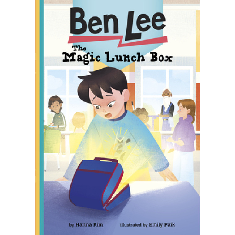 A boy startled by a lunchbox emitting a bright light