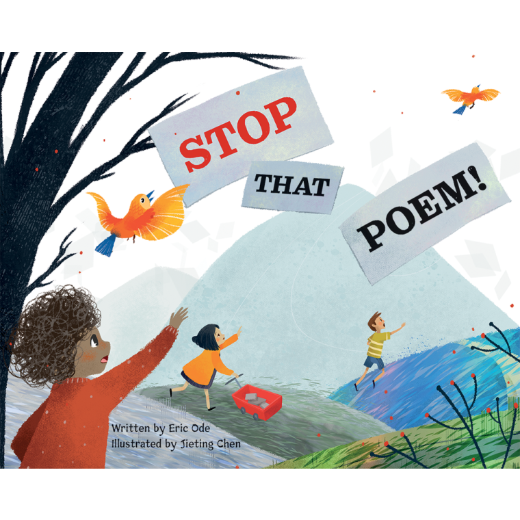 Three children following birds