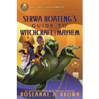 A young Black girl rides a two-headed crocodile.