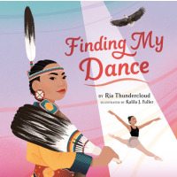 An indigenous girl is posing on the left while behind her on the right is a ballerina leaping