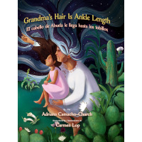 A woman's hair is connecting with the night sky, with her is her grand daughter who is sitting on her lap