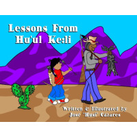 A grandfather leads a child through the desert.