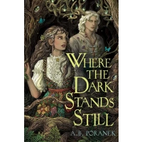 A teenage girl stands in a forest with a blonde man behind her.