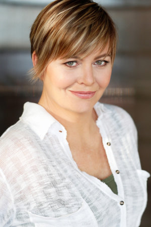 Woman with short blond hair