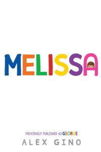 A trans girl peers through the letter A in the name Melissa