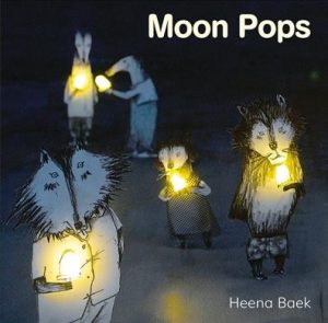 Five wolf residents holding glowing moon pops
