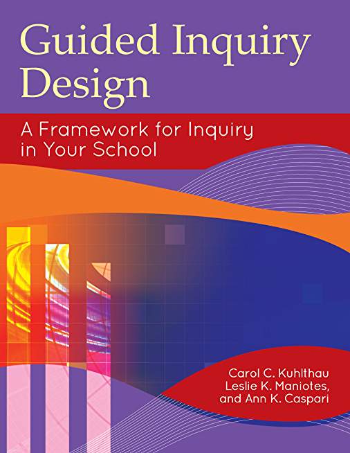 Cover for Guided Inquiry Design has straight and curved graphics with bold colors