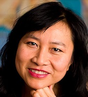 Up-close profile photo of Thanhha Lai smiling.